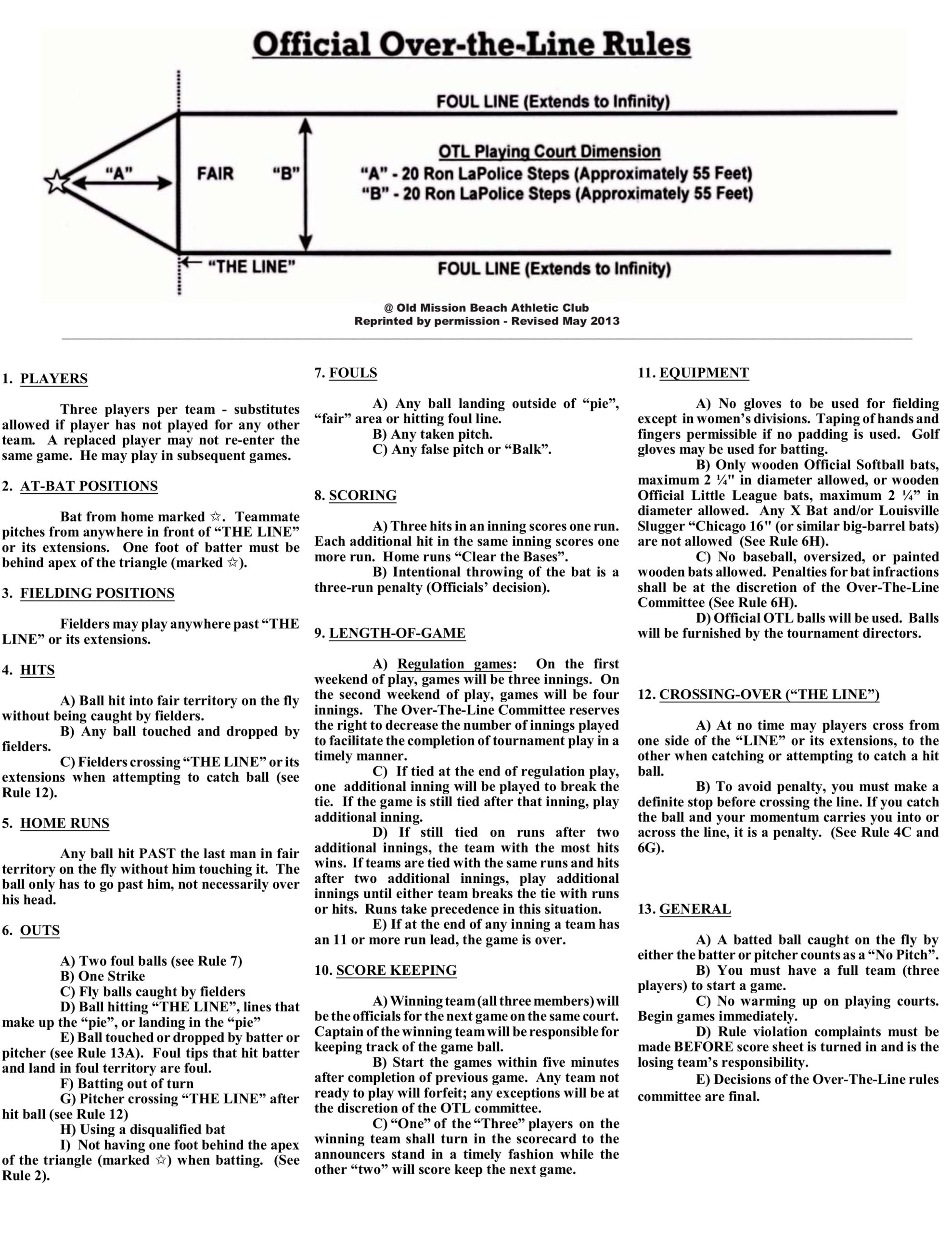 Over the Line Court and Rules